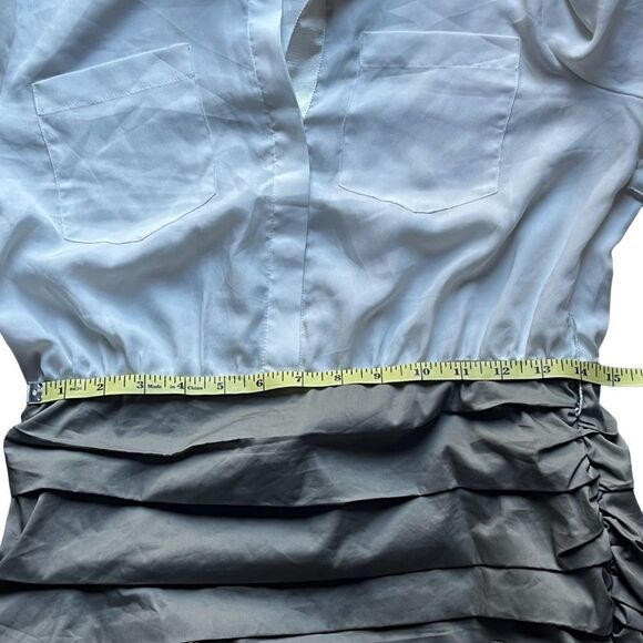 Venus dress grey white button shirt top ruched bottom short sleeve size 8 - Picture 14 of 15